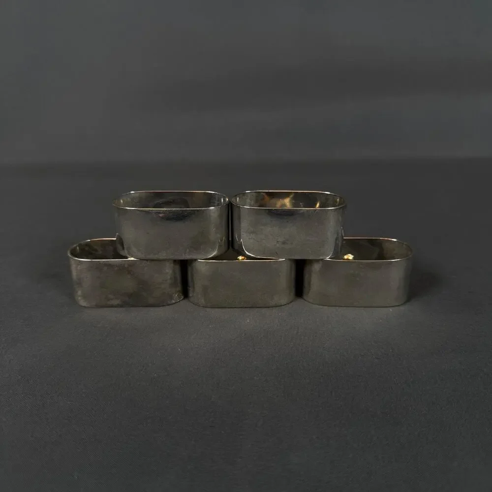 Lot of 5 Vintage Silver Gold Plated Napkin Holder Rings
